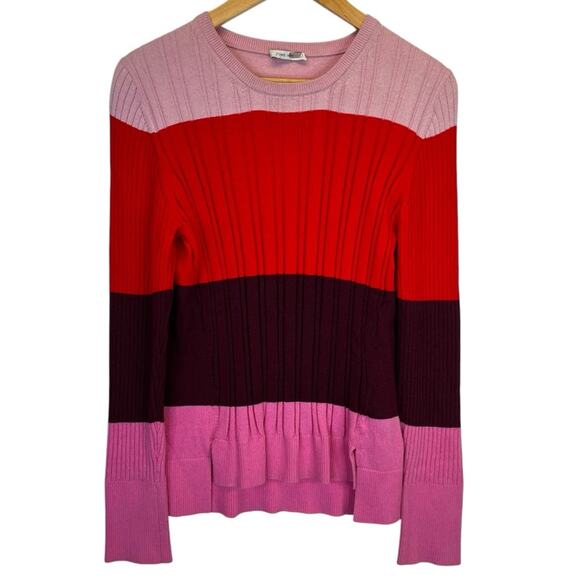 Tome Merino Wool Blend Colorblock sweater pink - 18 - Picture 3 of 14